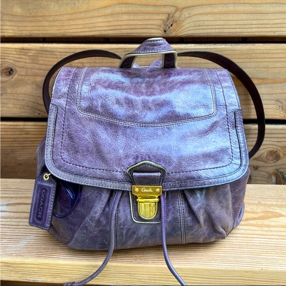 Rare Coach Distressed Leather Drawstring Backpack - Picture 5 of 11